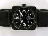 Bell Ross BR-S Ceramic BR-S Ceramic Black Dial Black Cow Leather Strap Black Dial 46x46mm Watch