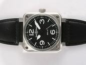 Bell Ross BR01-92 BR01-92 Black Black Dial Black Crocodile Leather Strap Watch