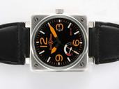 Bell Ross BR01-92 BR01-92 Black Dial Leather Stainless Steel Case Midsize 42x42mm Watch