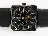 Bell Ross BR01-93 GMT BR01-93 Black Rubber Black Dial PVD Bezel Automatic Watch