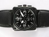 Bell Ross BR01-94 Chronograph BR01-94 Black Black Ostrich Leather Strap 46x46mm Midsize Watch