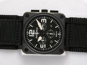 Bell Ross BR01-94 Chronograph BR01-94 Black Midsize Square Quartz Chronograph Watch