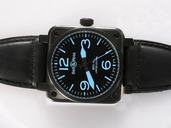 Bell Ross BR01-94 Limited editions BR01-92 Blue Leather 38x38mm PVD Case Midsize Watch