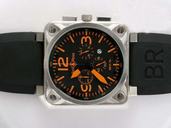 Bell Ross BR01-94 Limited editions BR01-94 Orange Rubber Black Dial Square Quartz Chronograph Watch