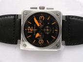 Bell Ross BR01-94 Titanium BR01-94 Orange Stainless Steel Bezel Midsize Stainless Steel Case Watch