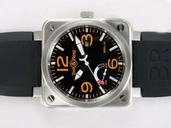 Bell Ross BR01-94 Titanium BR01-94 Titanium Orange Square Black Rubber Strap Black Dial Watch
