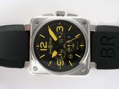 Bell Ross BR01-94 Titanium BR01-94 Titanium Orange Square Quartz Chronograph Black Dial Watch