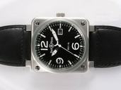 Bell Ross BR01-96 Big Date BR01-96 Black Black Cow Leather Strap Black Dial Watch