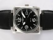 Bell Ross BR01-96 Big Date BR01-96 Black Black Ostrich Leather Strap 46x46mm Midsize Watch