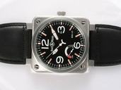 Bell Ross BR01-97 Power Reserve BR01-97 Square Midsize Black Crocodile Leather Strap Watch