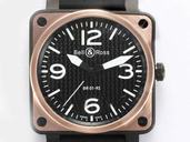 Bell Ross BR01 Gold Carbon BR 01-92 Auto Fabric Black Dial 46x46mm Black Rubber Strap Watch