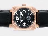 Bell Ross BR01 Gold Carbon BR 01-92 Auto Leather Square Automatic Black Dial Watch