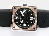 Bell Ross BR01 Gold Carbon BR 01-92 Auto Rubber 46x46mm Automatic Midsize Watch