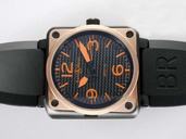 Bell Ross BR01 Gold Carbon BR 01-92 Auto Rubber Midsize Automatic 42x46mm Watch