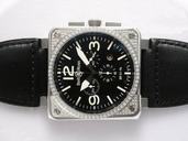Bell Ross BR01 Top Diamonds BR01-94 Black Quartz Chronograph Square Midsize Watch