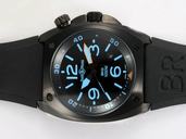 Bell Ross BR02 BR02 Carbon Finish Round Black Ostrich Leather Strap Midsize Watch