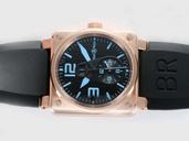 Bell Ross BR03-94 BR 03-51 GMT Stainless Steel with Rose Gold Bezel Automatic Midsize Watch