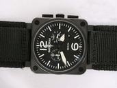 Bell Ross BR03-94 BR 03-94 Carbon Midsize Black Nylon Strap Square Watch
