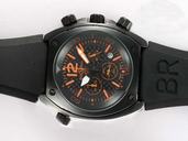 Bell Ross Chronograph BR02-94 Hexagonal Midsize Black Rubber Strap Watch