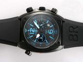 Bell Ross Chronograph BR02-94 Midsize Hexagonal Black Rubber Strap Watch