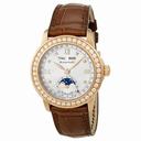 Blancpain Leman Moonphase Mother of Pearl Dial 18kt Rose Gold Brown Leather Diamond Ladies Watch 2360-2991A-55
