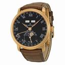 Blancpain Villeret Complete Calendar 8 Days Black Dial Brown Leather Men's Watch 6639-3637-55B