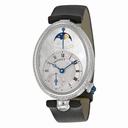 Breguet Reine De Naples Mother of Pearl Dial 18kt White Gold Diamond Black Satin Ladies Watch 8908BB52864D00D