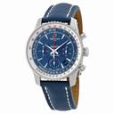 Breiting Montbrillant Chronograph Blue Dial Blue Leather Men's Watch AB0130C5-C894BLLD