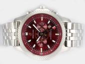 Breitling Bentley Mark VI H2636212 Red Dial 49mm Silver Stainless Steel Strap Watch