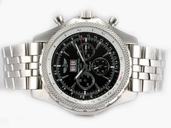 Breitling Bentley Motors 6.75 Black Dial 49mm Silver Stainless Steel Strap Mens Watch