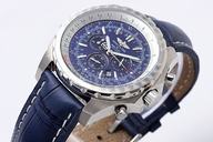 Breitling Bentley Motors Blue Dial Blue Cow Leather Strap 46mm Mens Watch