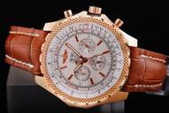 Breitling Bentley Motors Brown Dial Mens Round Brown Cow Leather Strap Watch