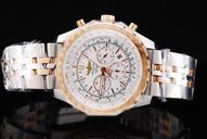Breitling Bentley Motors GMT R4736212/ Midsize Round Silver Stainless Steel Strap Watch