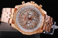 Breitling Bentley Motors GMT Red Gold Grey Dial 49mm Gold Stainless Steel Strap Watch