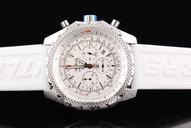 Breitling Bentley Motors Grey Dial 48mm White Cow Leather Strap Midsize Watch