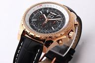 Breitling Bentley Motors Grey Dial Black Cow Leather Strap Round Mens Watch