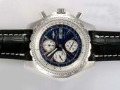 Breitling Bentley Motors GT Black Dial Blue Dial Round Black Cow Leather Strap Watch