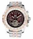 Breitling Bentley Motors Mulliner Tourbillon A 25363 Brown Dial Silver Rose Gold Strap Round Watch