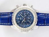 Breitling Bentley Motors T A25362 Blue Ostrich Leather Strap Blue Dial Watch