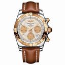 Breitling Chronomat 41 Silver Dial Brown Leather Men's Watch CB014012-G713BRLT