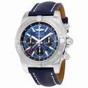 Breitling Chronomat 44 Automatic Blue Dial Bue Leather Men's Watch AB042011-C852BLLT