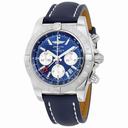 Breitling Chronomat 44 Blue Dial Bue Leather Men's Watch AB042011-C851BLLT