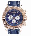 Breitling Chronomat B01 AB011012/C788 Rose Gold Bezel Mens Blue Ostrich Leather Strap Watch