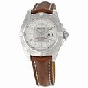 Breitling Galactic 41 Silver Dial Brown Leather Strap Men's Watch A49350L2-G699BRLD
