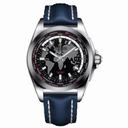 Breitling Galactic Unitime Black Dial Blue Leather Men's Watch WB3510U4-BD94BLLD