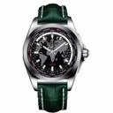 Breitling Galactic Unitime Black Dial Green Crocodile Leather Men's Watch WB3510U4-BD94GRCD