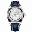 Breitling Galactic Unitime White Dial Blue Crocodile Leather Men's Watch WB3510U0-A777BLCD
