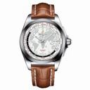 Breitling Galactic Unitime White Dial Brown Crocodile Leather Men's Watch WB3510U0-A777BRCD