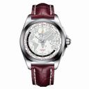 Breitling Galactic Unitime White Dial Burgundy Crocodile Leather Men's Watch WB3510U0-A777BGCD
