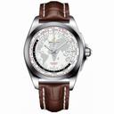 Breitling Galactic Unitime White Dial Dark Brown Crocodile Leather Men's Watch WB3510U0-A777DBRCT